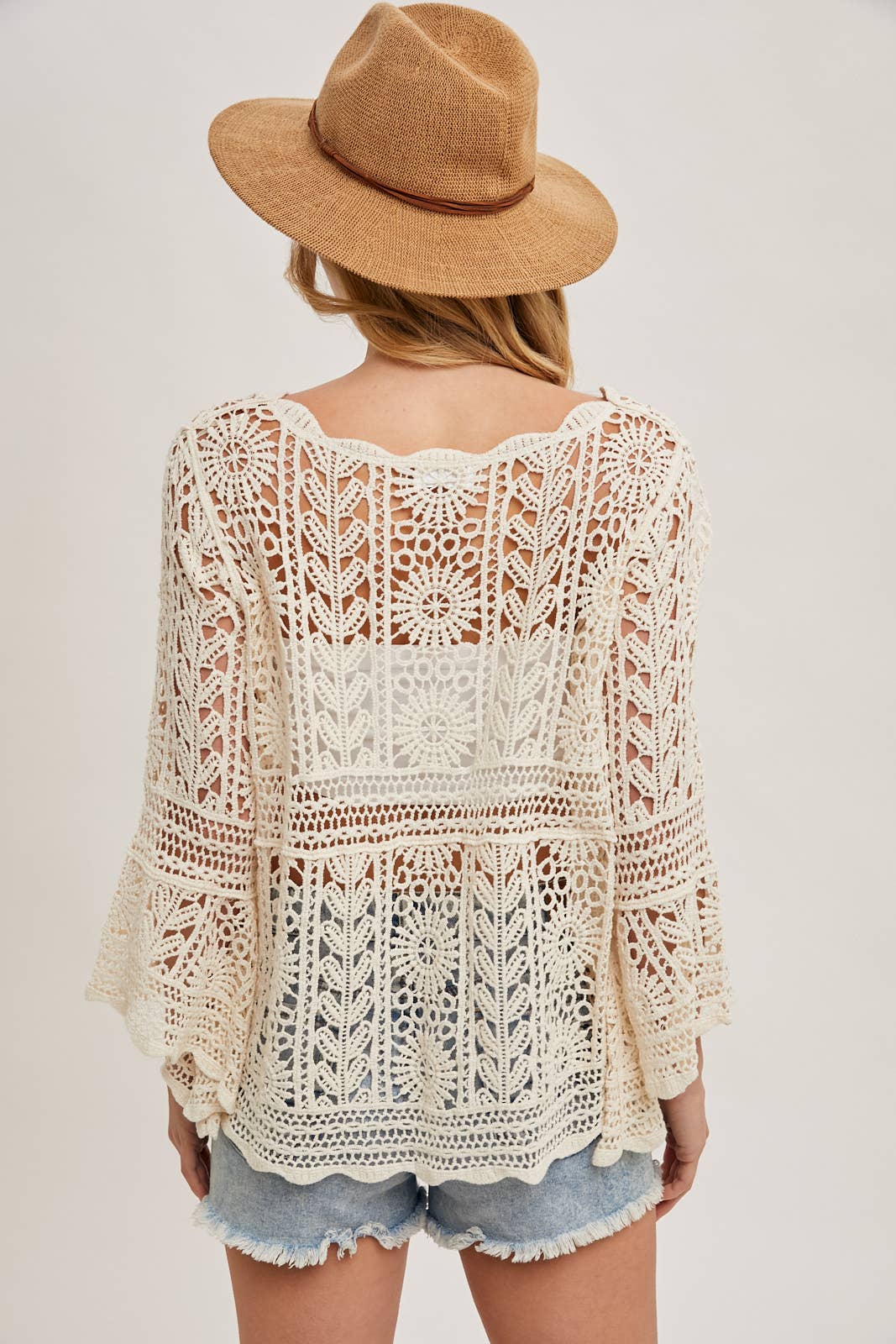 Bluivy - Wholesale Knit Top - Women's - CROCHET SHEER BELL-SLEEVE PULLOVER TOP4