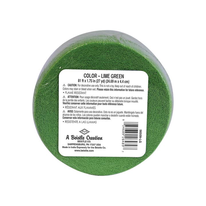 Beistle - Wholesale Streamer - Lime Green Festive Crepe Streamer, 1¾" x 81'2