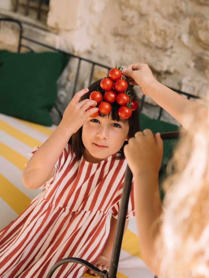 Studio Bohème Paris - Wholesale Dress - Kids - Brick red striped Cousine dress7