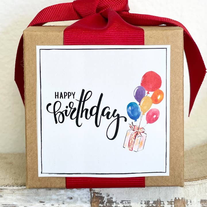 Happy Birthday! Custom 4oz Toffee Boxes for wholesale by B. Toffee & Treats