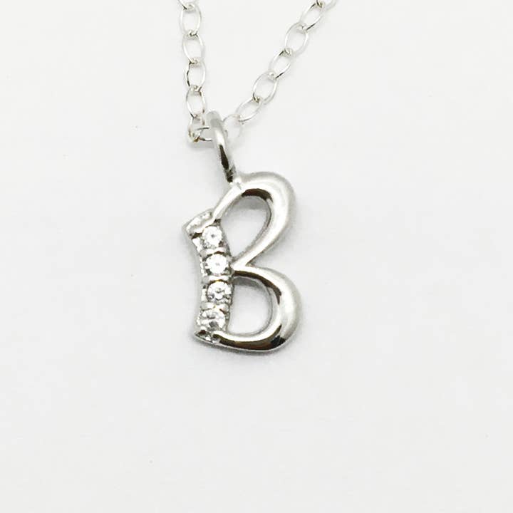 Collar monograma de plata de ley (B) de 20 pulgadas para venta al por mayor de Dangles Bangles More Co