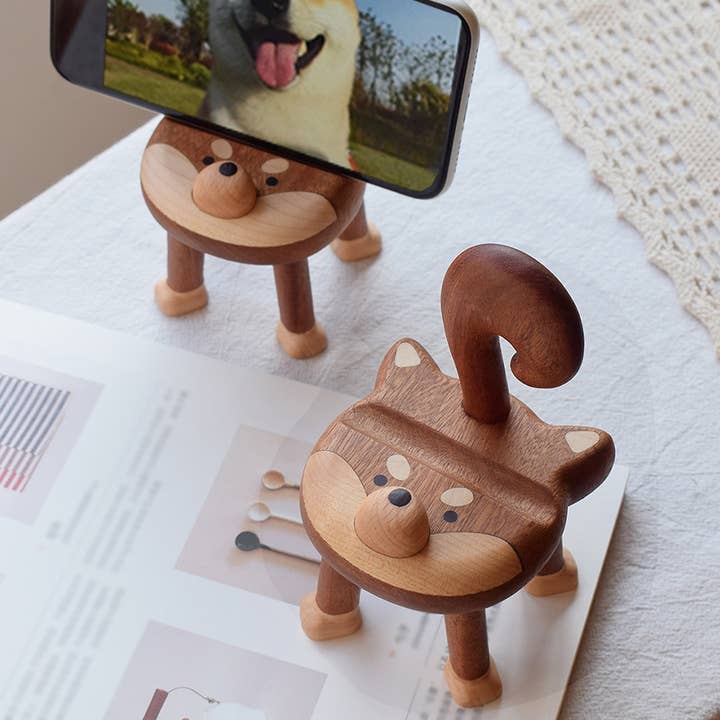 Senser Woodcraft - Wholesale Phone/tablet stand - Shiba Inu Wooden Phone Stand - Cute Desk Accessory Holder5