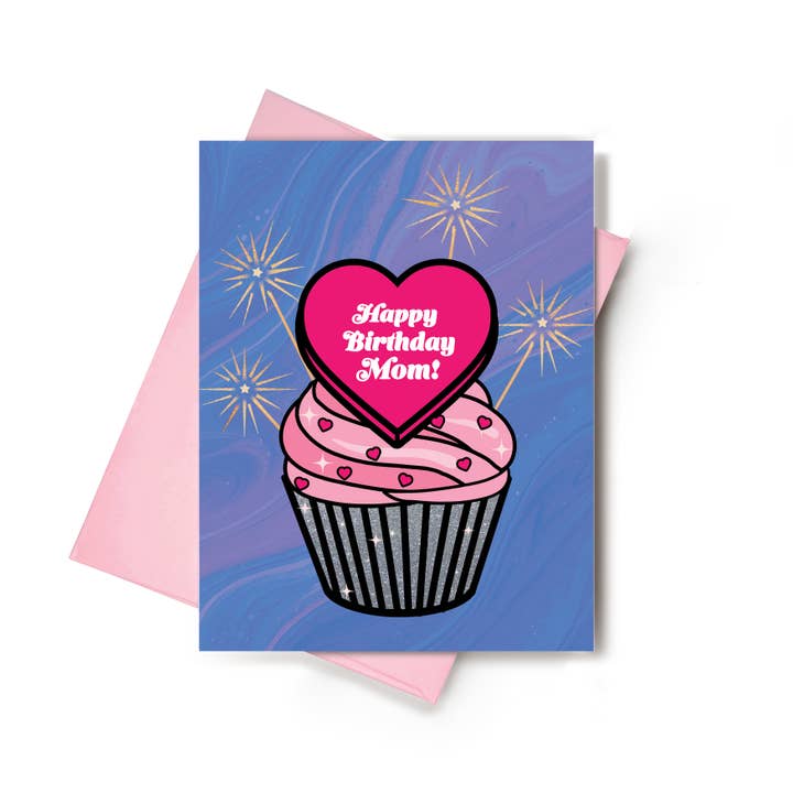 Happy Birthday Mom Cupcake Card for wholesale by Love Haze Paper
