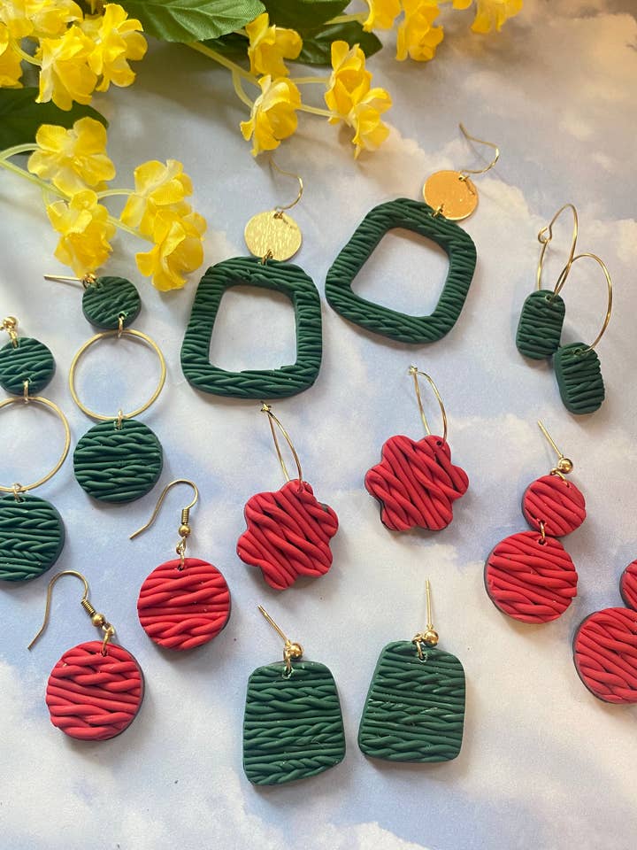 Knit polymer clay earrings / handmade jewelry / holiday gift for wholesale by Marcelo's Shop