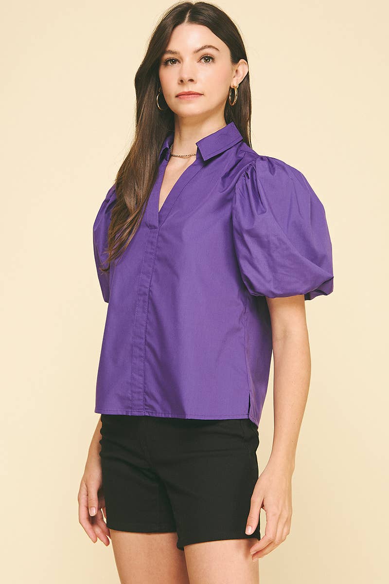 PINCH - Wholesale Blouse - Women's - BUBBLE SLEEVE BLOUSE TOP - 5707TB21