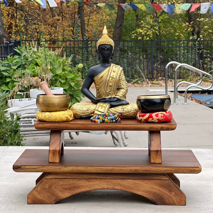 Lungta Imports - Wholesale Meditation Supplies - Premium Solid Wood Hand Carved Personal Shrine Altar Meditat
