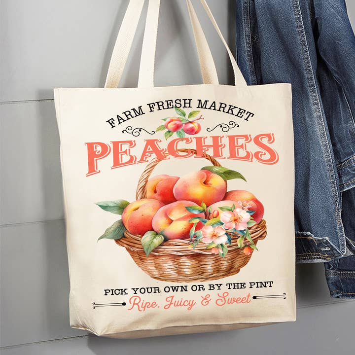 Bolsa de lona con flores de melocotón frescas de granja para venta al por mayor de Avery Lane Gifts