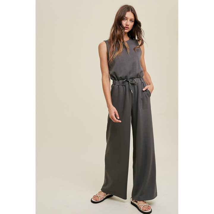Apolline - Wholesale Jumpsuit - Women's - WIDE LEG SCUBA JUMPSUIT WITH DRAWSTRING5