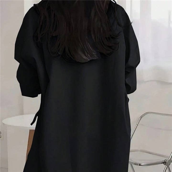 kycozy - Wholesale Blouse - Women's - Asymmetrical Tie Front Solid Blouse7