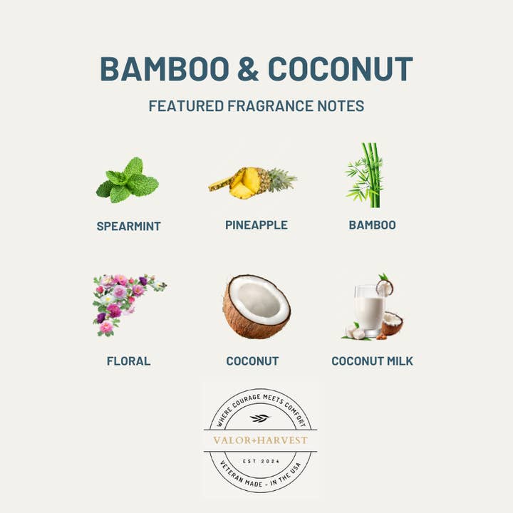 Valor+Harvest - Wholesale Jar/Filled Candle - Bamboo and Coconut Soy Candle – Non-Toxic, Clean Scents, American Made