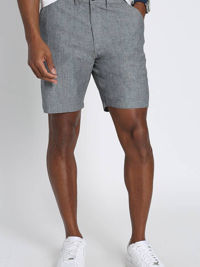 Grey Stretch Chambray Short for wholesale on Faire
