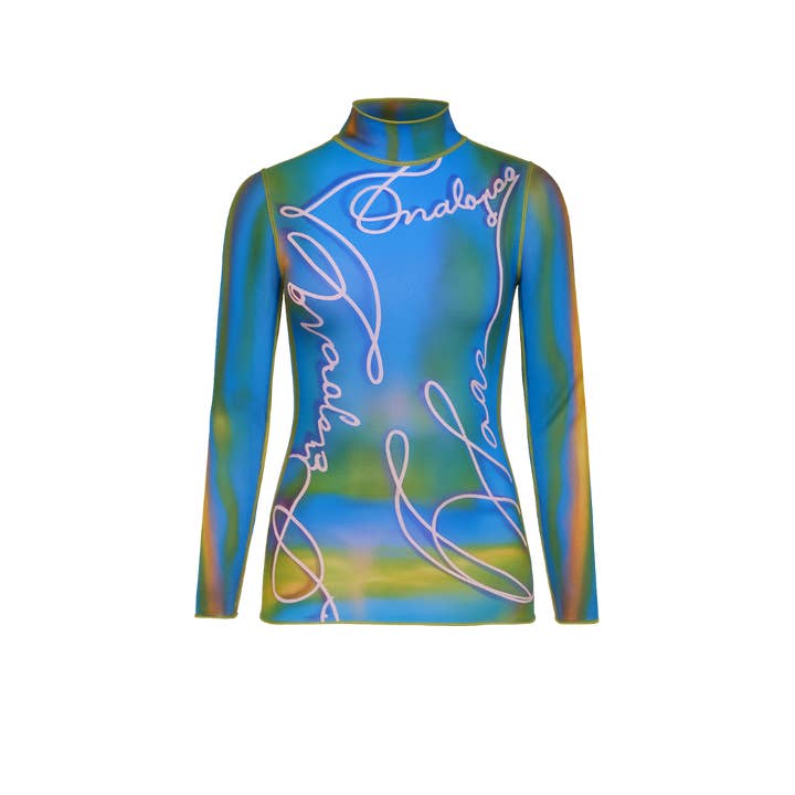 Onalaja Script Top (Blue Green) for wholesale by Onalaja