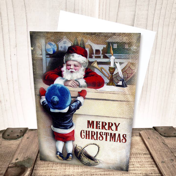 Visiting With Santa Christmas Card for wholesale by Yesterday's Best