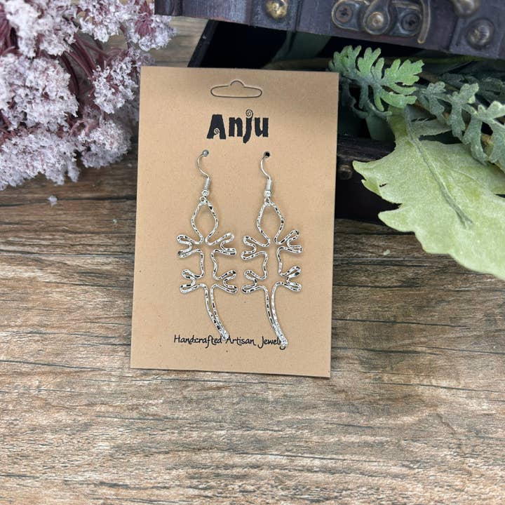 Anju Jewelry - Wholesale Dangle Earrings - Silver Plated Earrings - Gecko