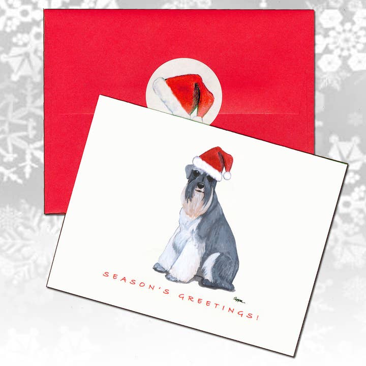Schnauzer with Natural Ears Christmas Cards for wholesale by Zeppa Studios