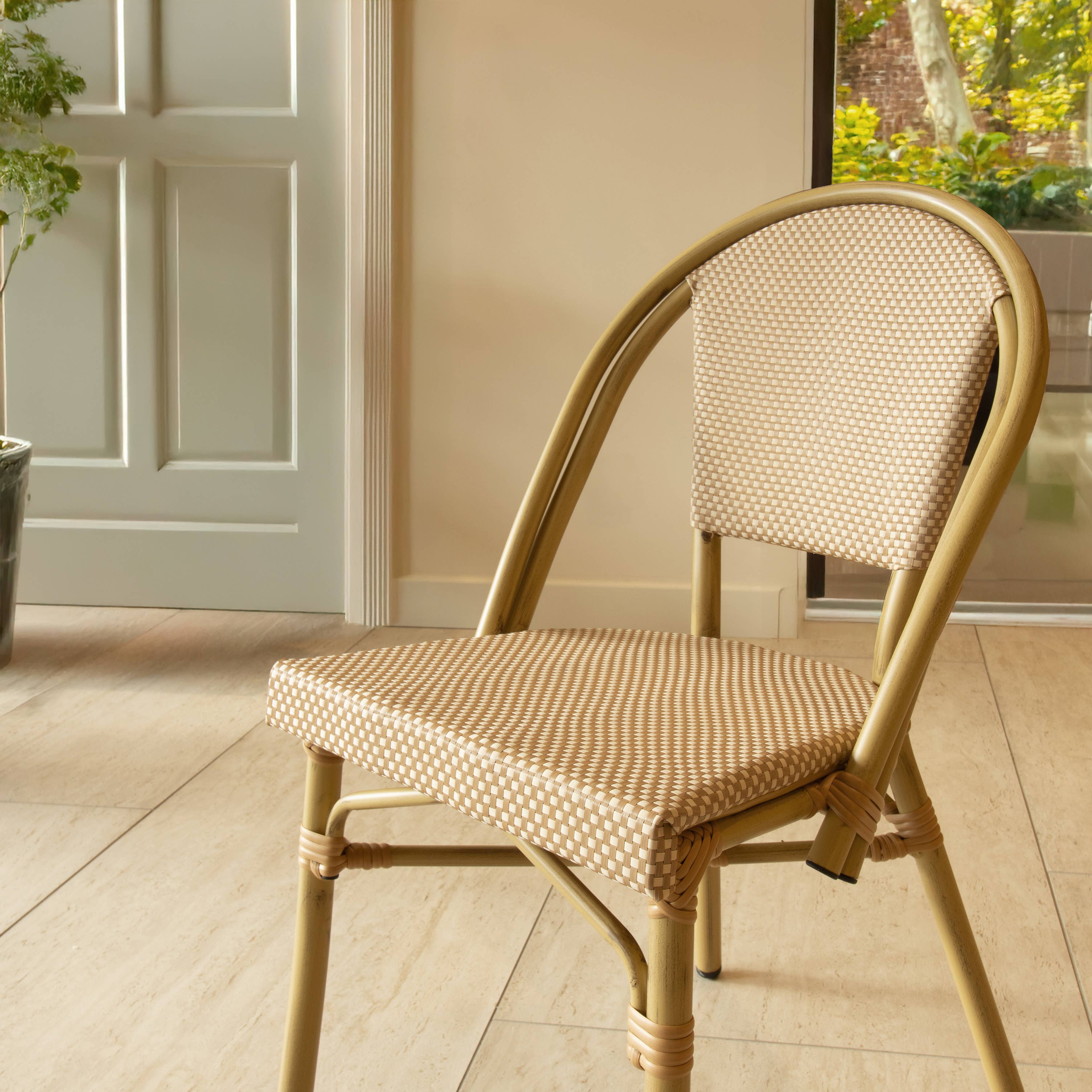 Now's Home - Vente Chaises - LOT 2 CHAISES EN TEXTILENE BEIGE ASPECT BAMBOU AMALFI4