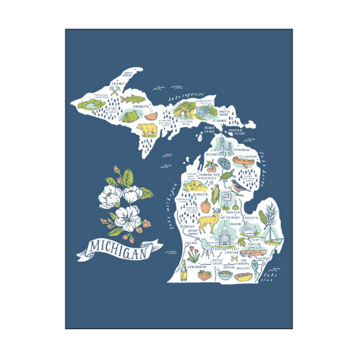 Illustrated Michigan Map Everyday Card for wholesale by City Bird