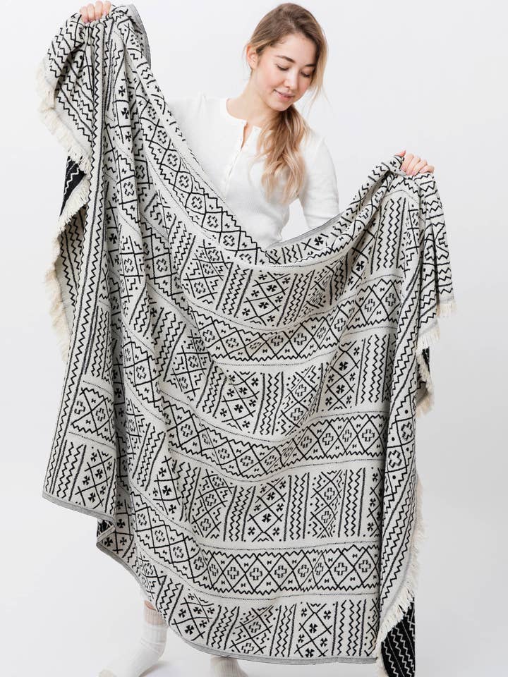 Cotton Mud Cloth Reversible Throw Blanket for wholesale by Woven Stories