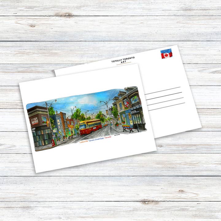 Leslieville, Toronto Postcard for wholesale by Totally Toronto Art/Sassy City Studio