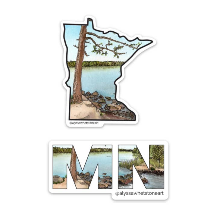 Itasca State Park - Up North Minnesota - Autocollant en vinyle pour la vente par Alyssa Whetstone Art