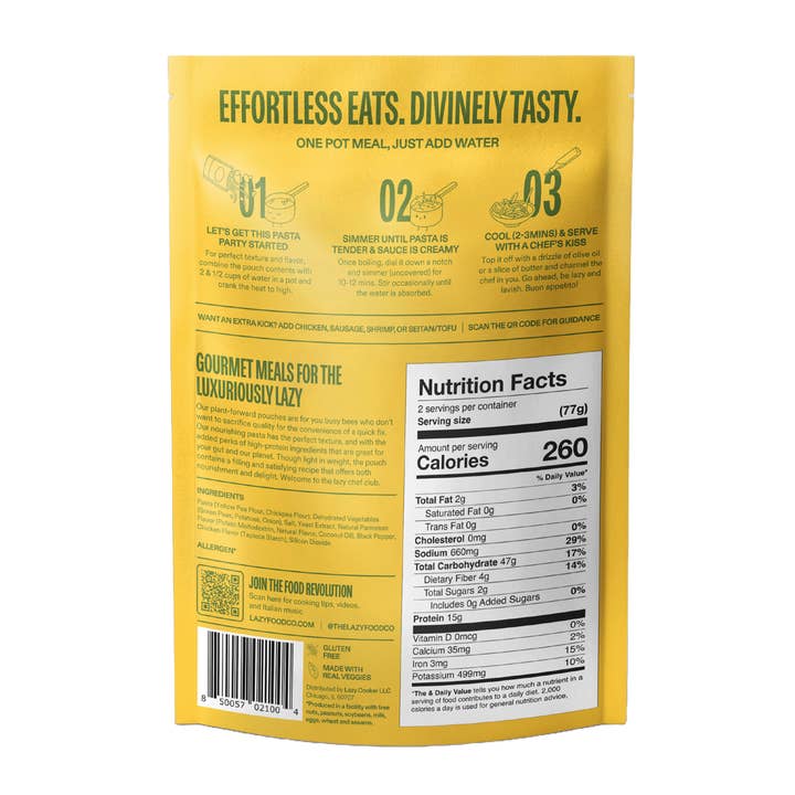 Lazy Food Co - Vendita all'ingrosso Pasta - Pasta proteica da 30 g | Piselli e pepe