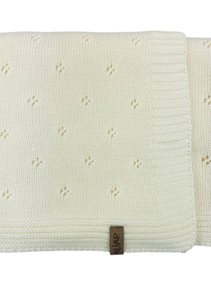 Cream 100% Bamboo Blanket Openwork Knit 5027WB for wholesale on Faire0