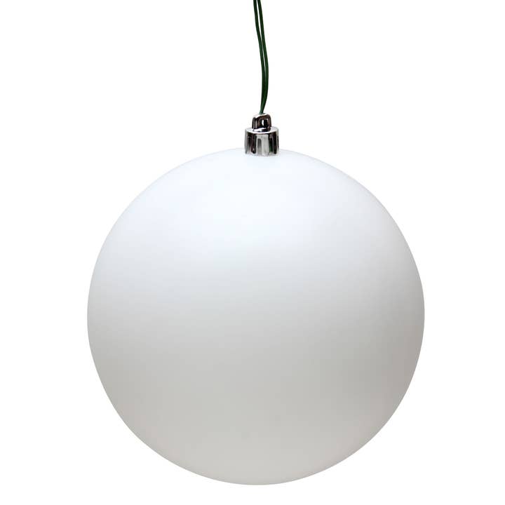 Vickerman 4" White Matte Ball Ornament, 6 per Bag for wholesale by Vickerman
