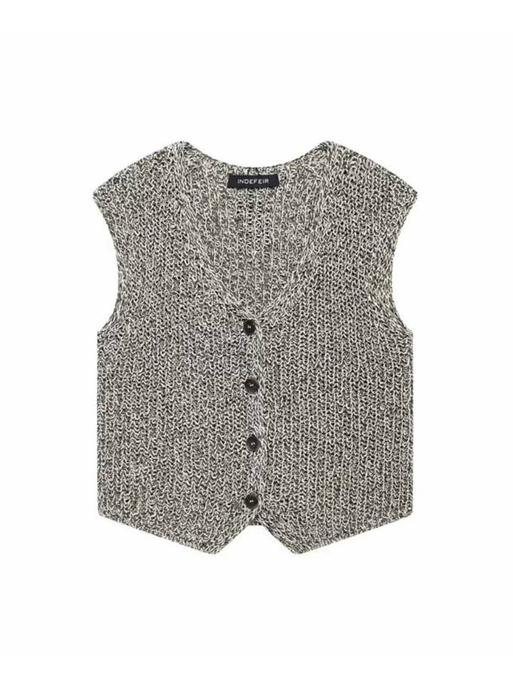 Canotta a tinta unita con scollo a V effetto usurato DP25E916 per la vendita all'ingrosso da parte di Dipped Shop