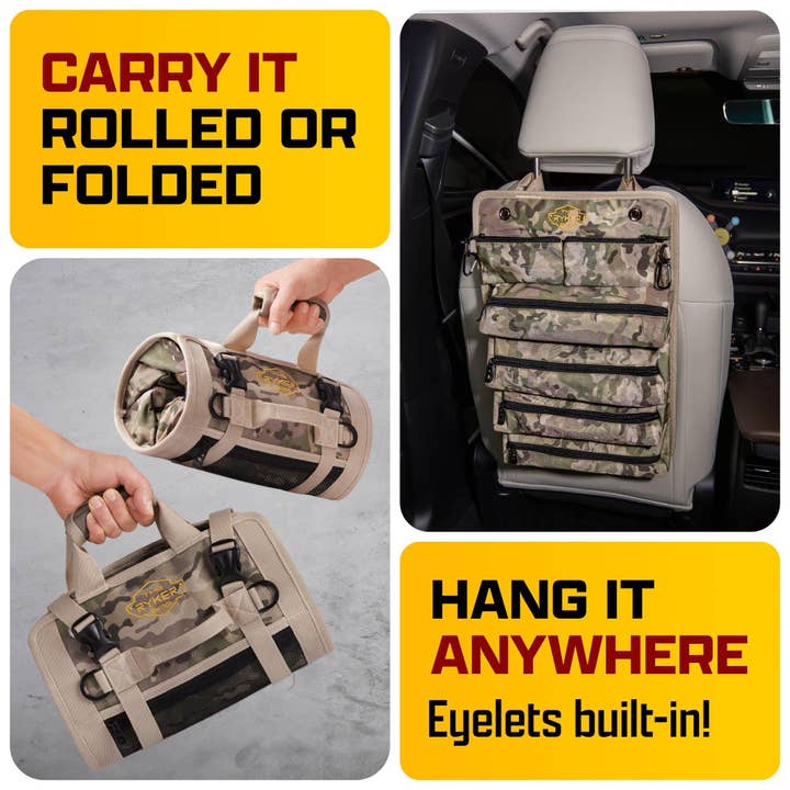 The Ryker Bag - Wholesale Tool Set - CAMO Tool Roll Organizer with 2 Detachable Pouches