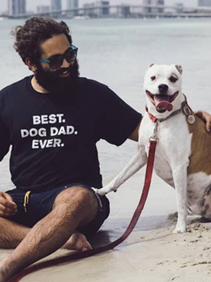 Schwarzes T-Shirt „Best Dog Dad Ever“ für Herren für den Großhandel von PAWZ