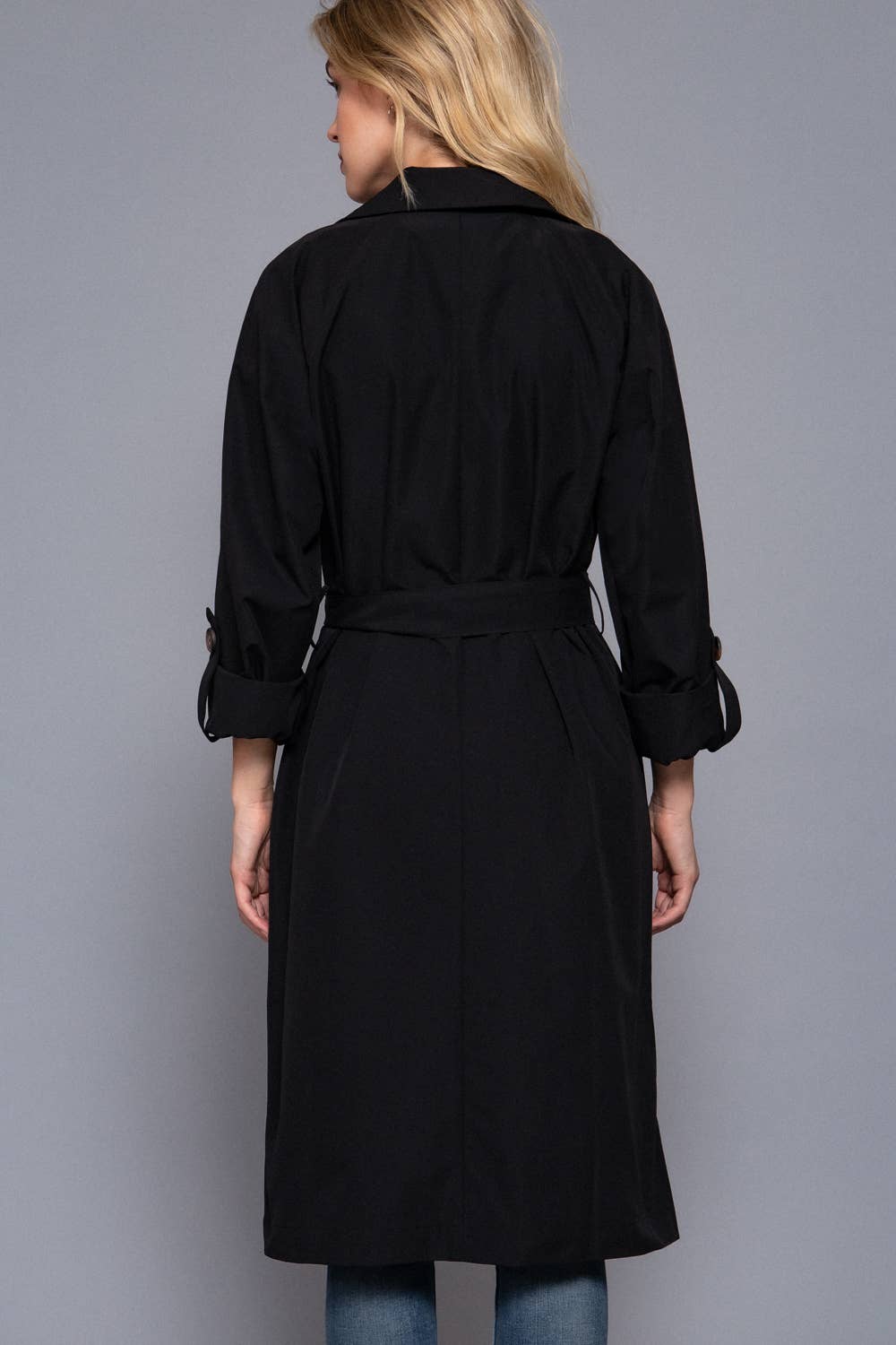 Active Basic | Active USA - Wholesale Trench Coat - Women's - Long Sleeve V-Neck Lapel Collar Trench Coat with Belt1