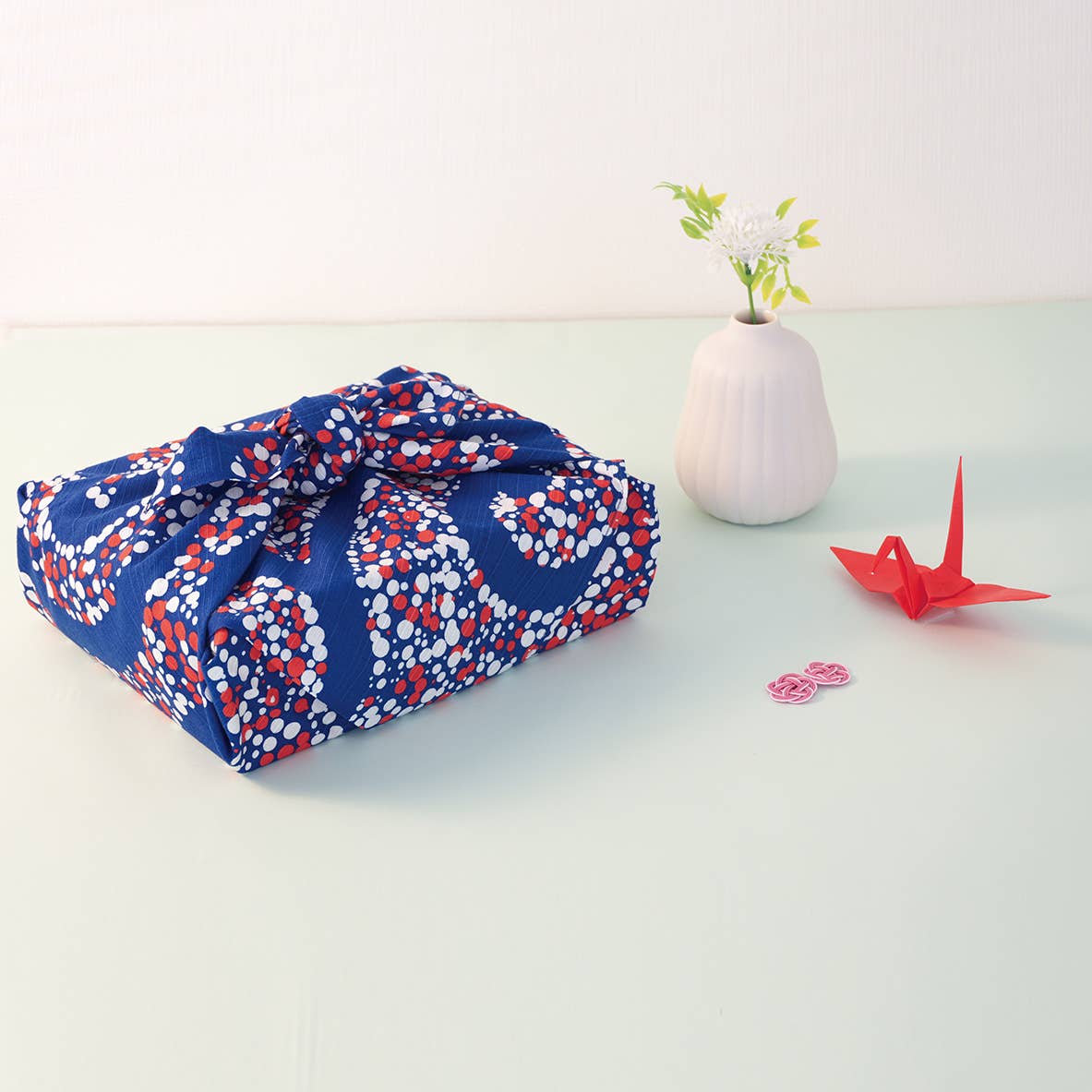 KASHIKO - Vente Pochette cadeau - Emballage cadeau en tissu/Furoshiki/Japonais/70cm×70cm Arabesque Bleu1