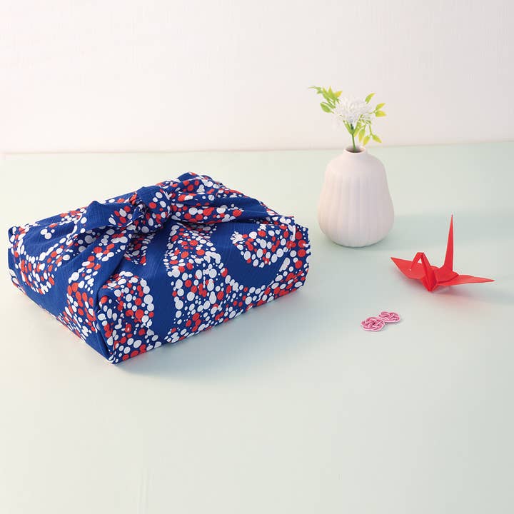 KASHIKO - Wholesale Gift bag - Fabric gift wrap/Furoshiki/Japanese/70cm×70cm Arabesque Blue1