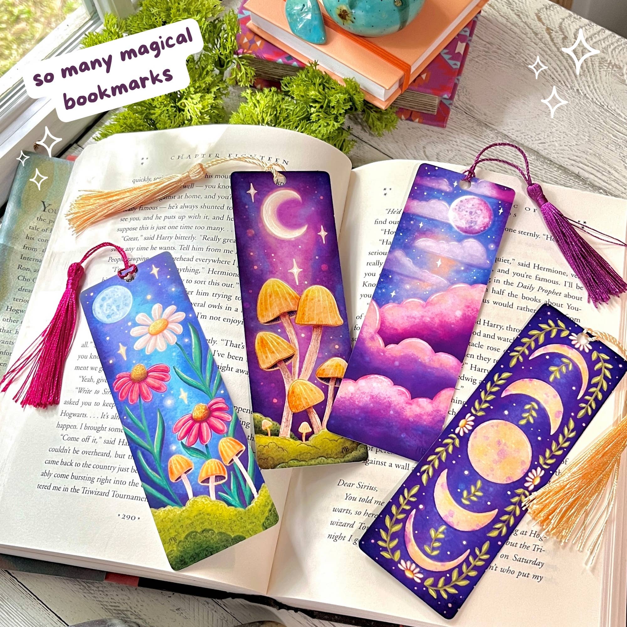 The Swimming Owl - Wholesale Bookmark - Dreamy Pastel Clouds Bookmark | Laminated + Optional Tassel3