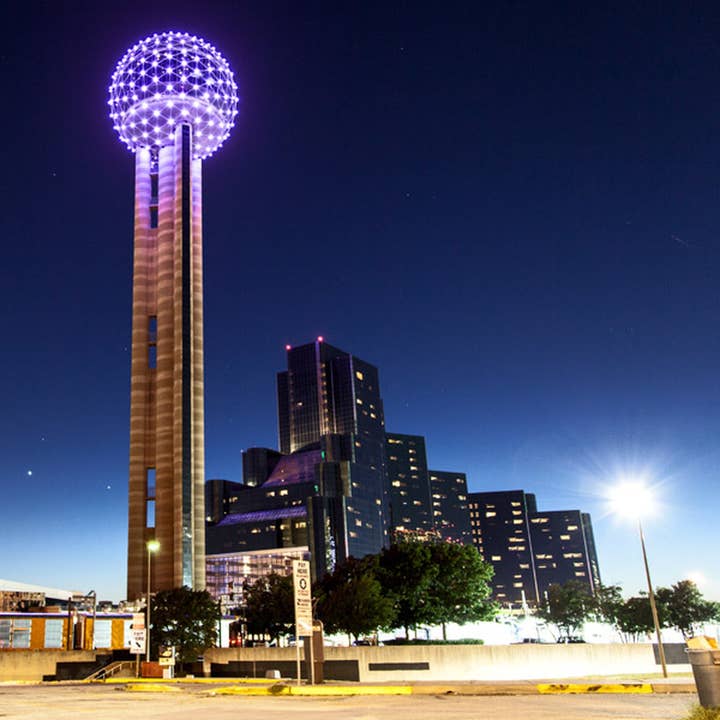 Reunion Tower at Night Coaster for wholesale by South Austin Gallery