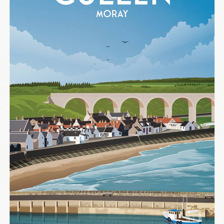 Printagonist – wholesale Art print – Cullen Moray Print - Viaduct - Scottish Travel Poster1