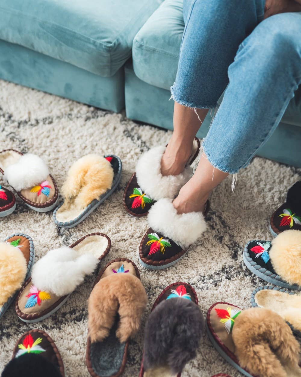 Sheepers SP .Z O.O. - Vente Chaussons – femme - Mules Sheepers Lucky Dip en peau de mouton3