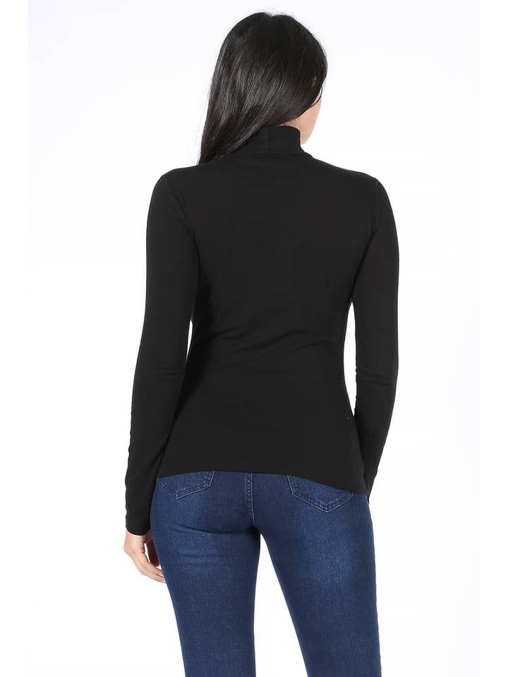 Color 5 - Wholesale T-Shirt - Women's - Solid color turtle neck long sleeve cotton lycra t shirt