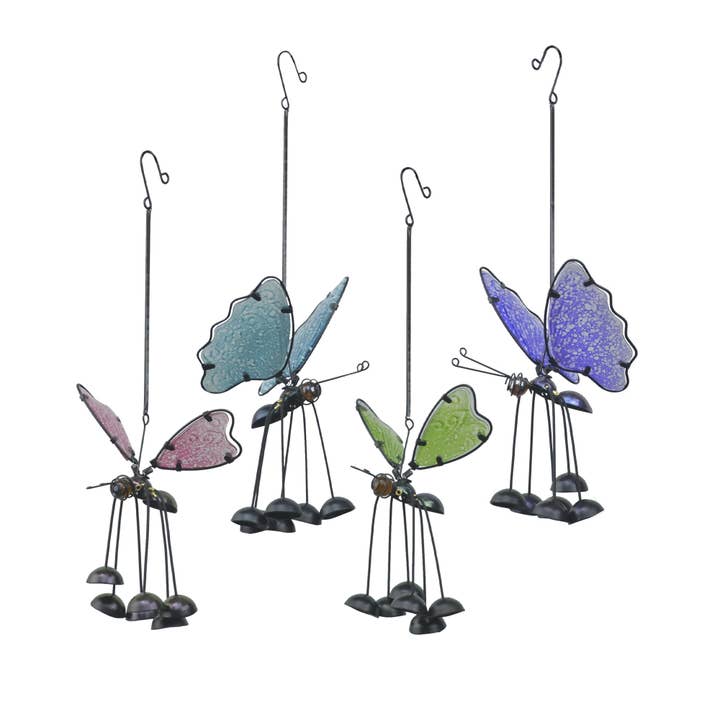 GeoCentral - Wholesale Outdoor Ornament/Decor - Assorted Glass Butterfly Bouncers – 12pc