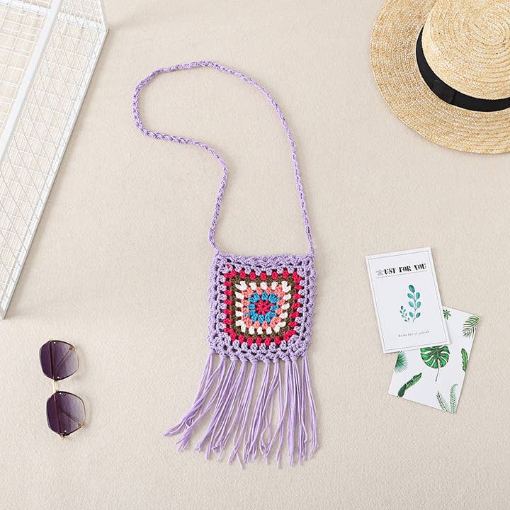 ShieldChic - Wholesale Crossbody Bag - Women's - Crochet Granny Square Bag Hand-Hooked Cotton Bag4