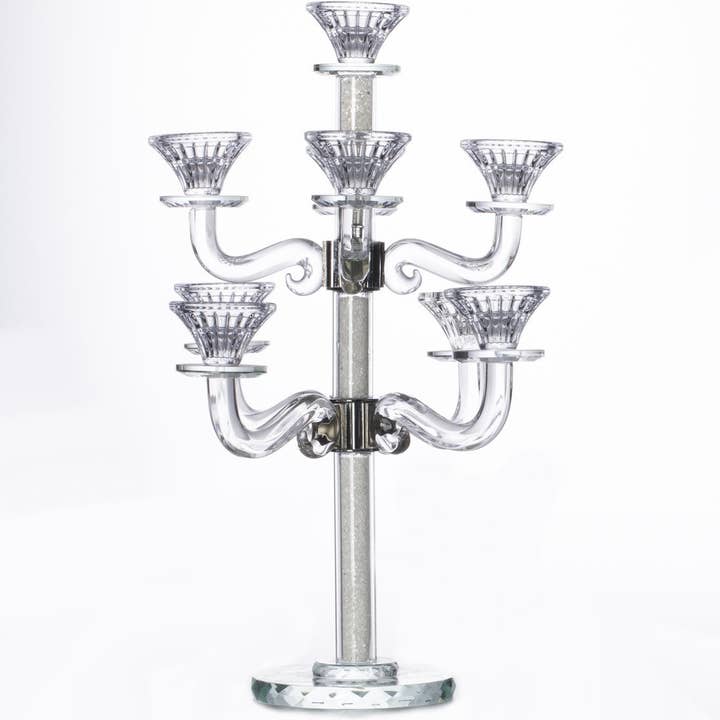 Candélabre en cristal à 9 branches en pierre de diamant intérieure pour la vente par Boker-Tov Shalom