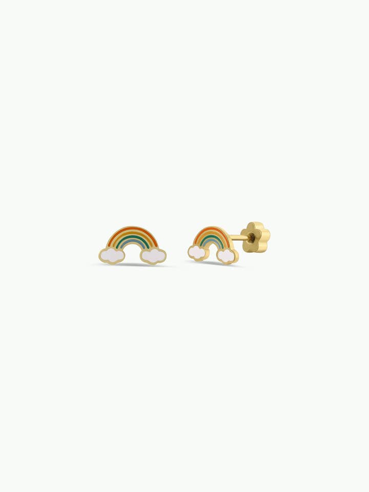 Rainbow Enamel Flat Back Kids Earrings for wholesale by JaxKelly
