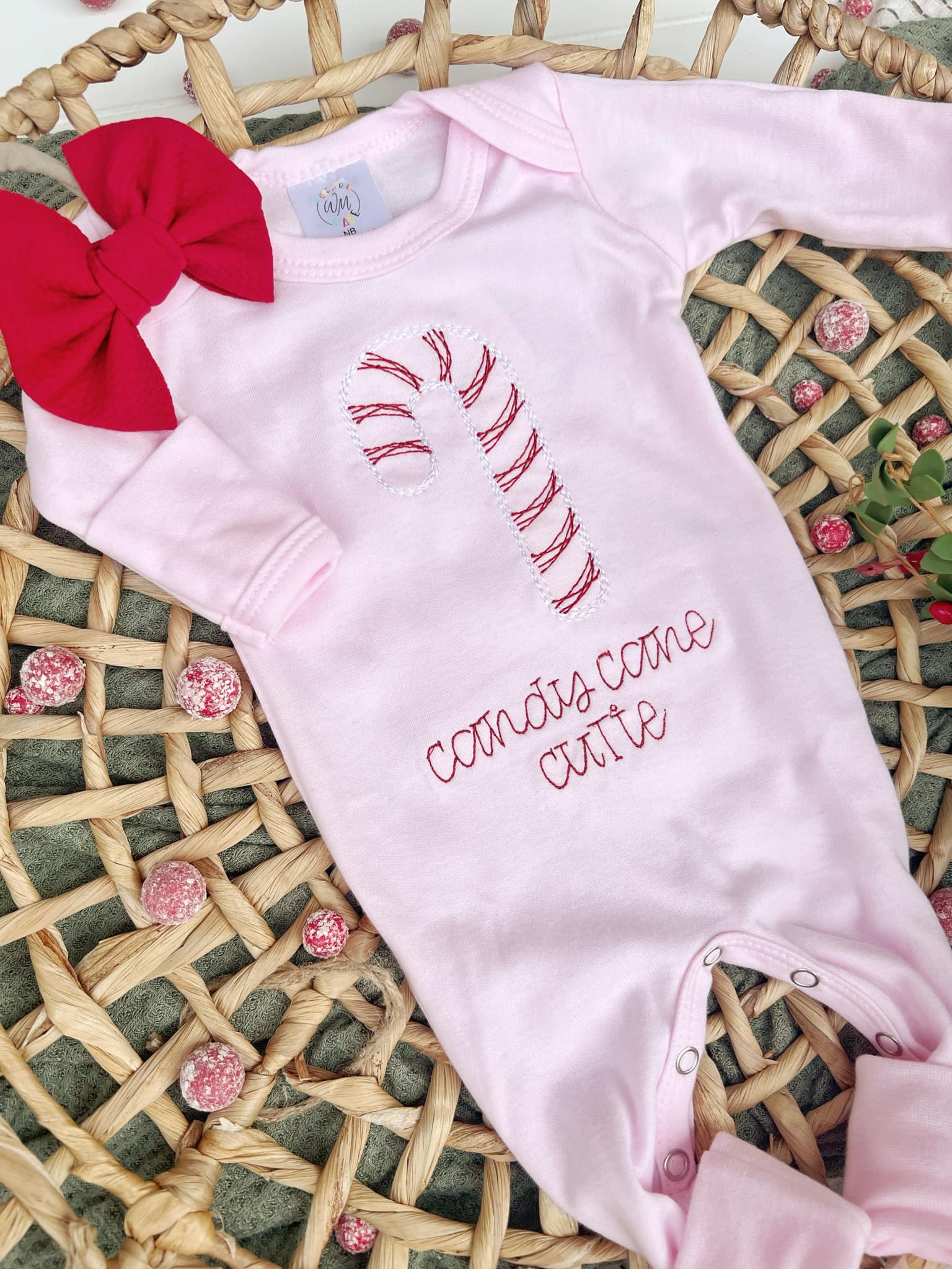 Wonderfully Made - Vendita all'ingrosso Tutina - Neonati - Tutina per neonata | Tutina rosa chiaro per bambina Candy Cane Cutie2