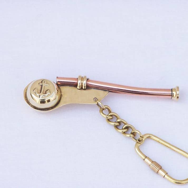 Hampton Nautical - Wholesale Keychain – Unisex - Solid Brass/Copper Bosun Whistle Key Chain2