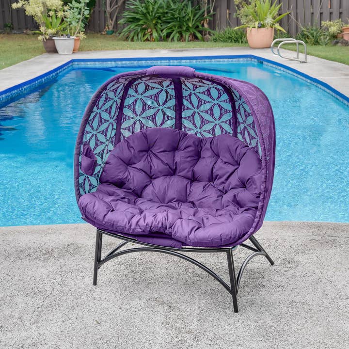 FlowerHouse - Vente Chaises - Causeuse confortable citrouille en fleur de vie violet1