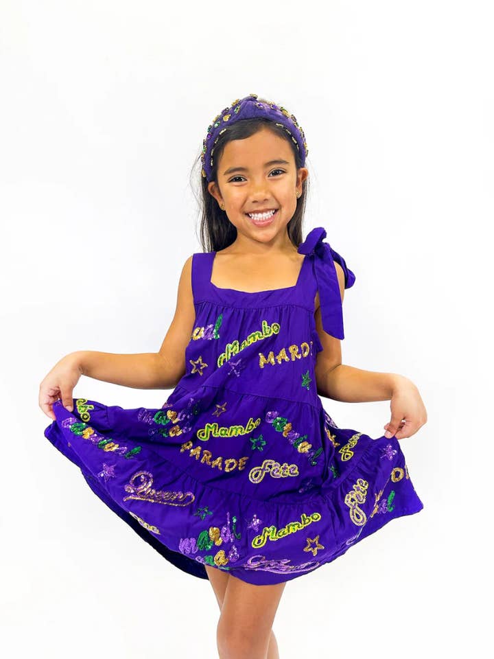 Youth Mardi Explosion Viscose Dress - Purple for wholesale by Mardi Gras Creations