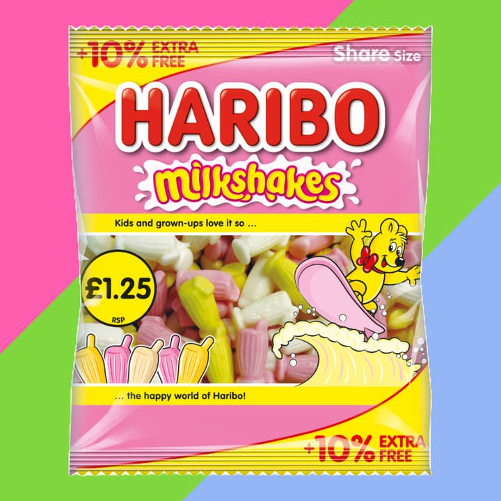 Gaffney's Sweets & Treats Wholesale - Wholesale Gummy - Haribo Milkshakes Bag 12x154g £1.25 PMP + 10% Extra Free