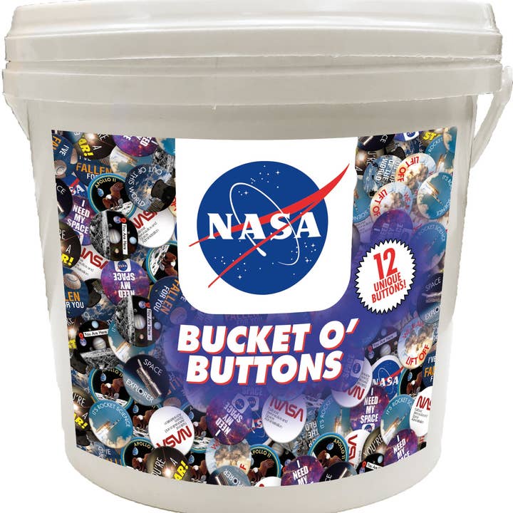 Great Stuff Novelties (GSN) by NMR Brands - Wholesale Lapel Pin/Button - 144 Unit Bucket o' Buttons - NASA1