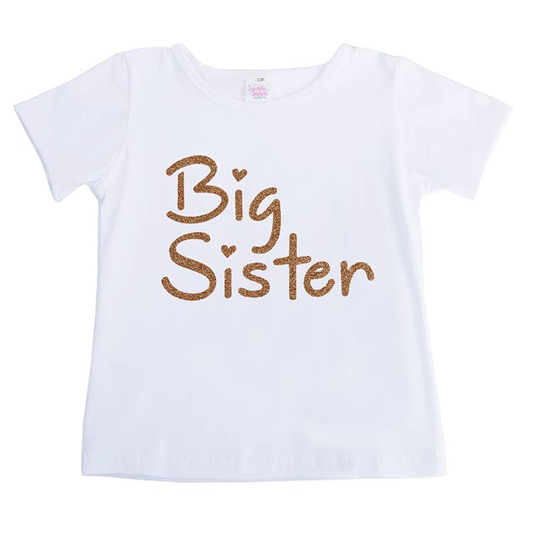Sparkle Sisters by Couture Clips - Wholesale Screen Printed T-Shirt - Kids - Gold Big Sister Short Sleeve Tee1