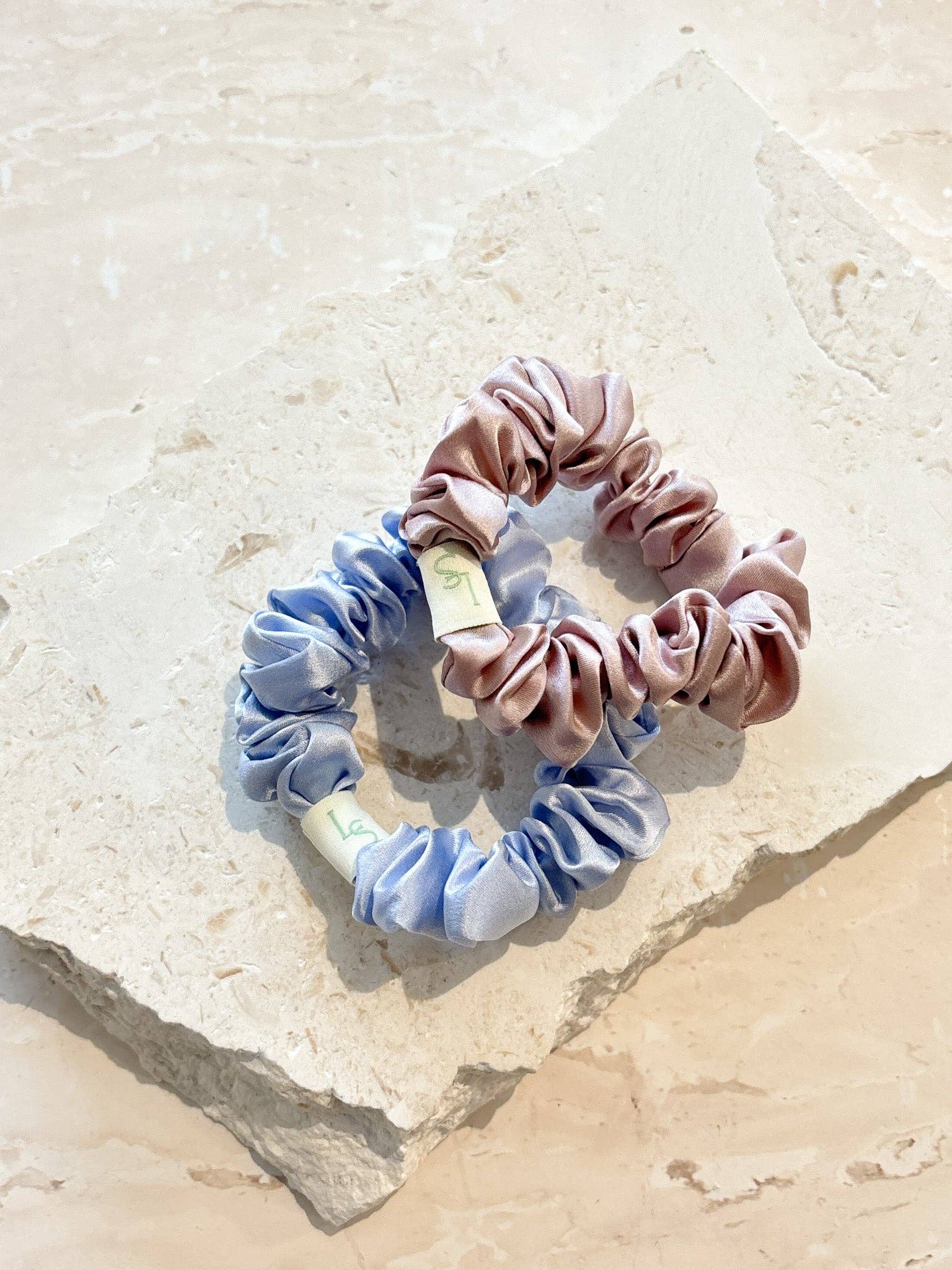 Angels Whisper Accessories – wholesale Scrunchie - Women’s – L&S Mini Silk Scrunchie 2pack in Blue&Pink6